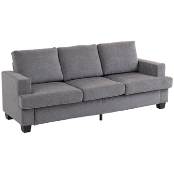3-zitsbank chenille met stalen frame, grijs | Kleur: Grijs | Afmetingen: 213x82x90 cm