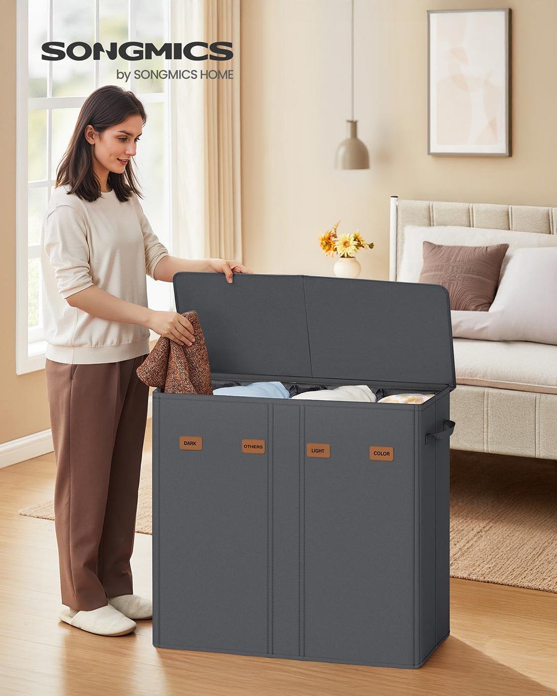 Tvättkorg - Tvättkorg - Förvaringskorg - Oxfordtyg - Hållbar och lätt - 84 x 33 x 75 cm