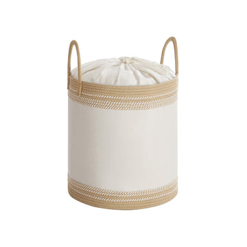 Waskorf 60L - Wasmand - Opbergmand - Wit en Bruin - 41x41x46 cm