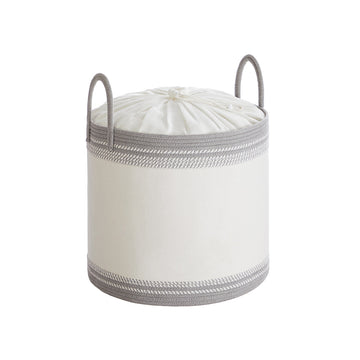 Wasmand met deksel en handgrepen, 90L, 15 kg, 50x50x46 cm, grijs