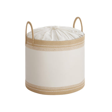 Waskorf 90L - Wasmand met deksel en handgrepen - 50 x 50 x 46 cm - Polyester-katoenmix - Camelbruin