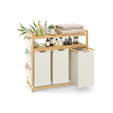 Wasmand met planken, meerdere vakken, kledingverdeler, ruimtebesparend, 94 x 33 x 98 cm