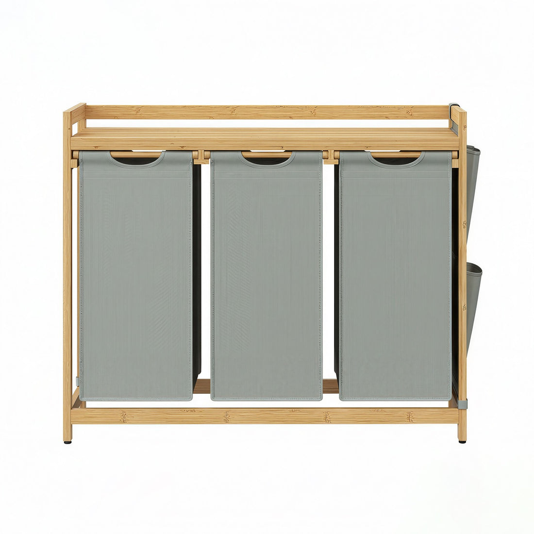 Tvättkorg med 3 fack av bambu 150 l | Grå | 33,8x93,8x78 cm
