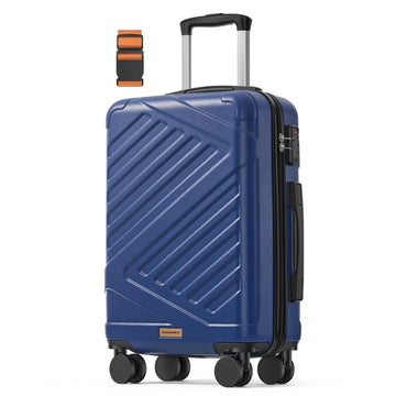 Harde reiskoffer met TSA-slot en koffergordel | Havenblauw | 36x20x55 cm