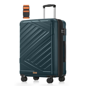 Grote harde reiskoffer met TSA-slot en kofferriem | Donkerturkoois | 45x25x65 cm