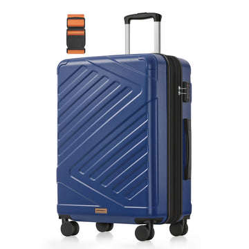 Harde reiskoffer met TSA-slot en kofferriem | Havenblauw | 45x25x65 cm