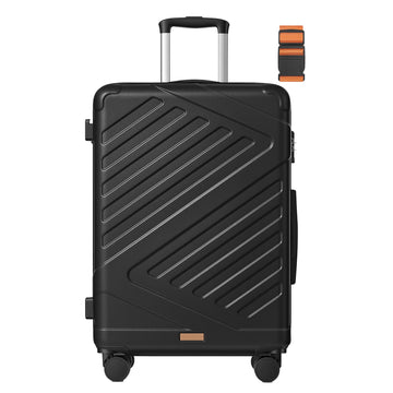 Uitbreidbare harde koffer met TSA-slot en kofferriem | Zwart | 50x30x75 cm