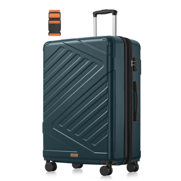 Harde reiskoffer met TSA-slot en koffergordel | Donkerturkoois | 50x30x75 cm