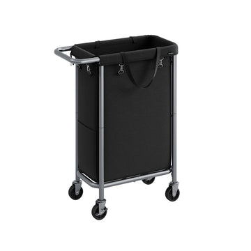Wasmand op wielen - inklapbaar - stalen frame - 61 x 29 x 81 cm - inktzwart