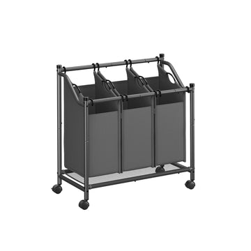 Wasgoed-sorteerder met 3 zakken - staal - 80 x 38,5 x 81 cm - leigrijs