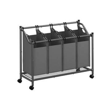 Waskast met 4 vakken, grijs, metalen frame, 105 x 38,5 x 81 cm