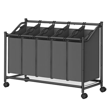 Wasmand op wielen met 4 vakken - Wassorteerder - Staal - 105 x 38,5 x 67 cm