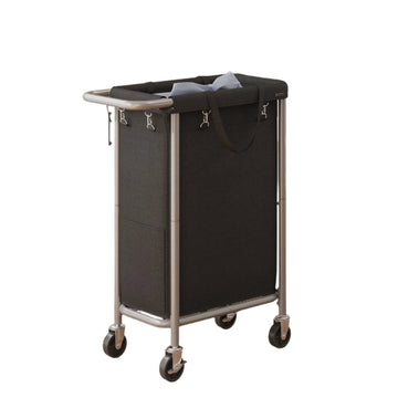 Wasmand op wielen met 2 vakken – staal & Oxford-stof – 69 x 29 x 81 cm