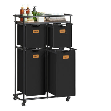 Waswagen op wielen, 150 l, zwart-bruin, 72,4 x 33 x 109,1 cm