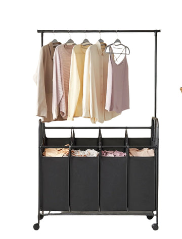 Wasmand met 4 vakken - Wasverzamelaar - Kledingverdeler - 108 x 44 x 172 cm