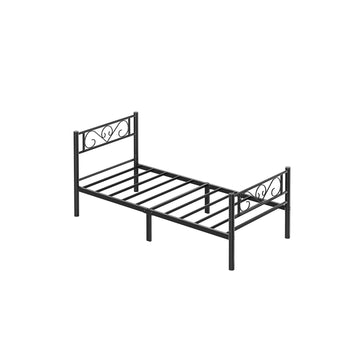 Zwart metalen bedframe - stevig, gepoedercoat - 198 x 91,8 x 86,4 cm - 220 kg