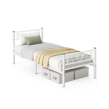 Metalen bedframe 90x200 cm - stevig, mat wit, eenvoudig te monteren