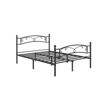 Metalen bedframe - verstelbaar platformbed - zwart 198 x 142 x 92,5 cm