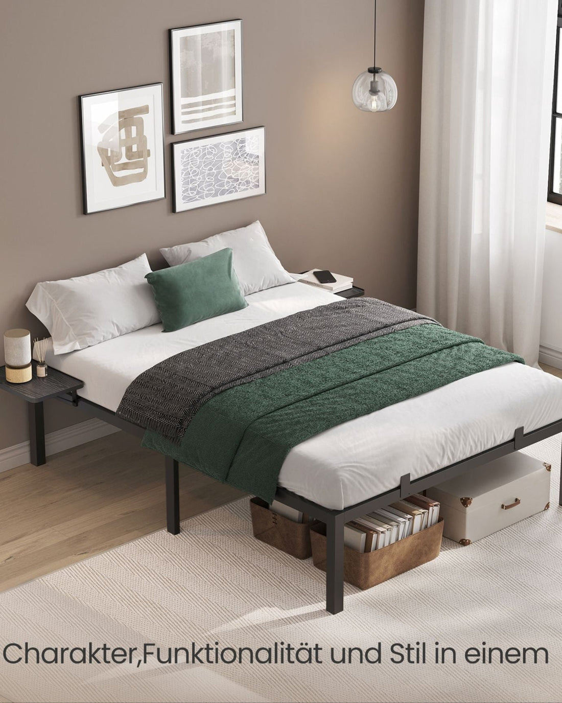 Schwarzes Metallbettgestell 140 x 190 cm – pulverbeschichtet