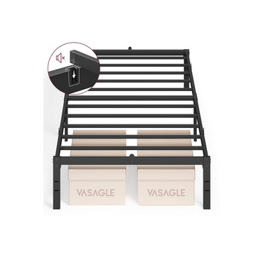 Groot stalen bedframe - zwart - stevige ondersteuning - 200 x 90 x 35,6 cm