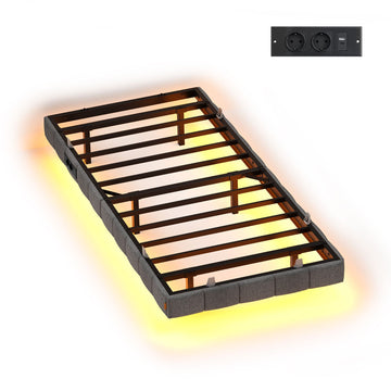 Bedframe met ledverlichting 90 x 200 cm | Grijs | 90x200x26 cm