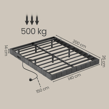 Bedframe 140 x 200 cm met ledverlichting | Grijs | 140x200x26 cm