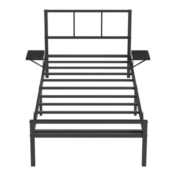 Eenpersoonsbedframe voor matras van 90x190 cm | Zwart | 90,5x206,5x87 cm