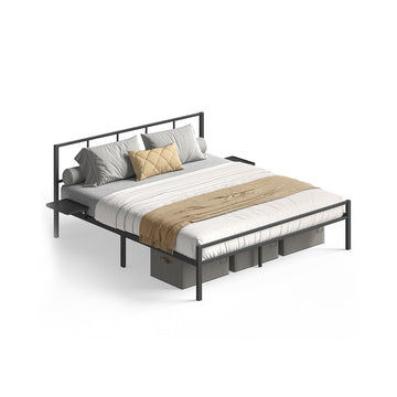 Tweepersoonsbedframe van staal - Zwart - Robuust - 207,6 x 161 x 87 cm