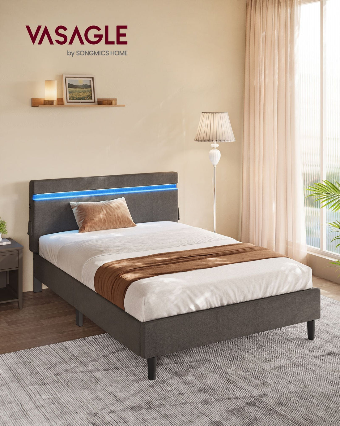 Donkergrijze loungeset voor buiten - weerbestendig - comfortabele kussens - 207,8 x 145,4 x 65 cm