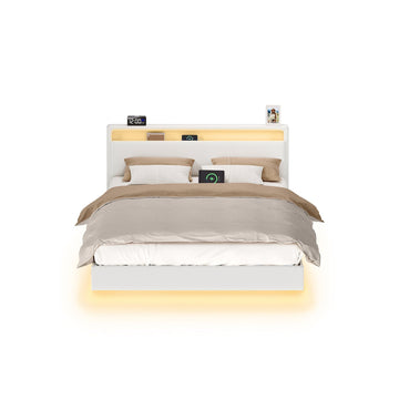 Bedframe met LED en oplaadstation - 455 kg - 213 x 167 x 90 cm