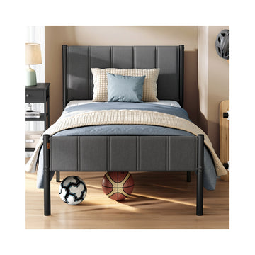 Bedframe 90 x 200 cm met stalen latten | Leisteengrijs | 91,5x207x104 cm