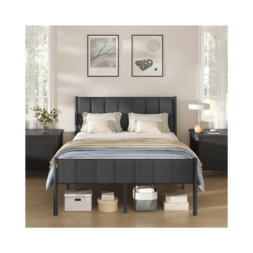 Dubbelbedframe 140 x 200 cm met stalen latten | Leisteengrijs | 141,5x207x104 cm