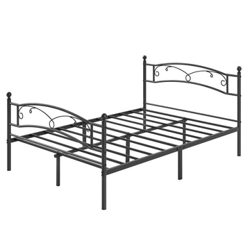 Metalen bedframe voor slaapkamer | Zwart | 142x198x92,5 cm