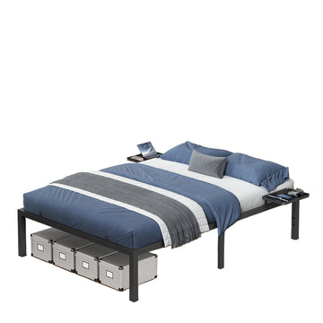 Zwart metalen bedframe - stevige bedbodem - draagvermogen 454 kg - 200 x 140 x 41,3 cm