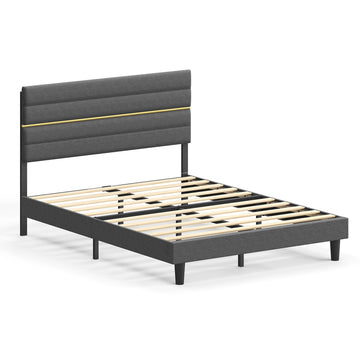 Bedframe voor matras 140x200 cm | Grijs | 140x202x110/116 cm