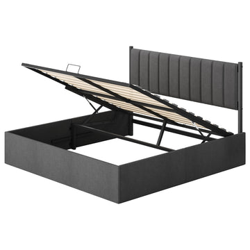 Bedframe 180 x 200 cm met opklapbare lattenbodem | Grijs | 183,4x209,3x110 cm