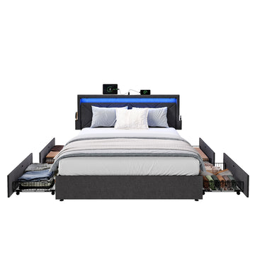 Bedframe 180x200 cm met verlichting | Grijs | 185x210,2x88,2/94,7 cm