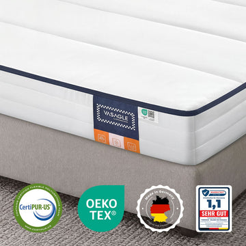 Dubbele matras van gelgeheugenschuim 140 x 200 cm | Wit | 140x200x12 cm