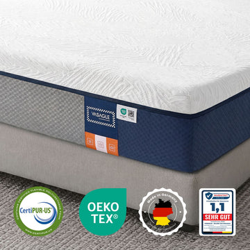 Matras gelgeheugenschuim 7 zones middelhard met afneembare hoes | Blauw | 90x200x20 cm
