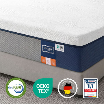 Matras gelgeheugenschuim 7 zones middelvast | Blauw | 90x200x25 cm