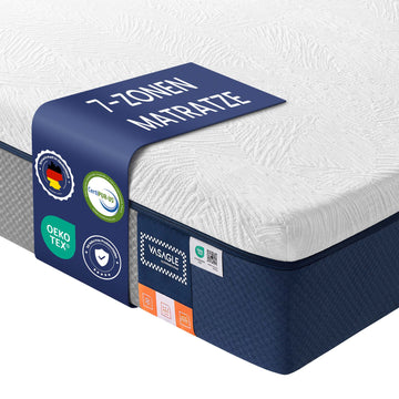 Matras 140 x 200 cm van gelgeheugenschuim, mediumhard | Blauw | 140x200x25 cm