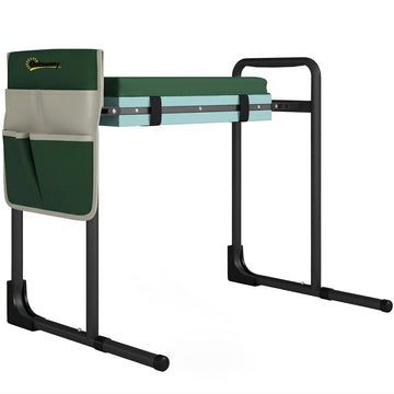 2-in-1 Tuinkniebank en Tuinhocker met Gereedschapstas | Kleur: Groen | Afmetingen: 60,5x29x50 cm