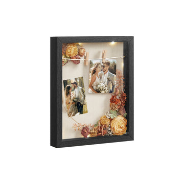 Wandfotolijst MDF - zwart - glas - diepte 3,5 cm - 30,4 x 5,5 x 38 cm
