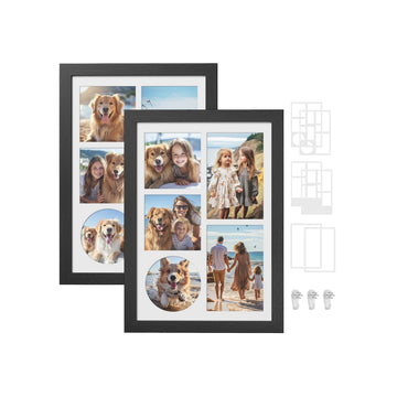 2-delige fotolijsten set MDF en glas - lichtgewicht - 36,5 x 26 cm
