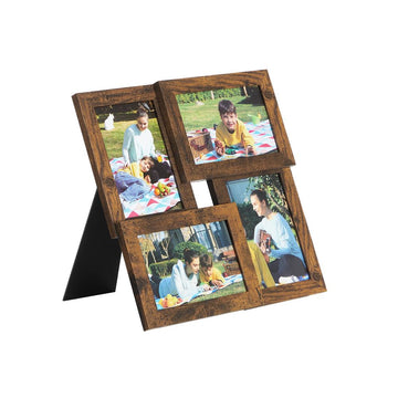 Fotolijstset 10 stuks - fotocollage voor 4 foto's - MDF/glas - vintagebruin - 12 x 12 inch