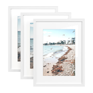 Fotolijsten A4 set van 3 voor fotocollage met wandhaken | Wit | 32x23,2x1,2 cm