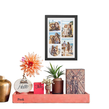 Zwarte fotolijst - wanddecoratie - passe-partout & haken - 36,5 x 26 x 1,5 cm