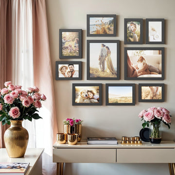 Zwarte fotolijsten set - wanddecoratie - 28,4 x 23,3, 20,2 x 15,2, 18,2 x 13,2 cm