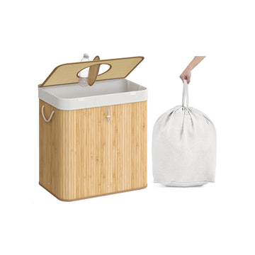 Witte en bruine opbergbox - bamboe organizer - 50,5 x 40,5 x 61 cm