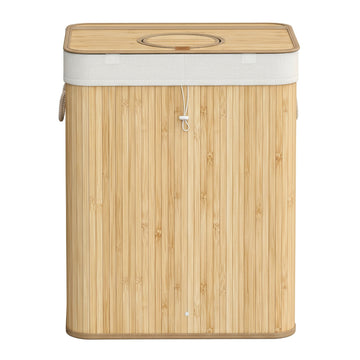 Statiegeldflessenverzamelbak 120 liter van bamboe | Beige | 40,5x50,5x61 cm